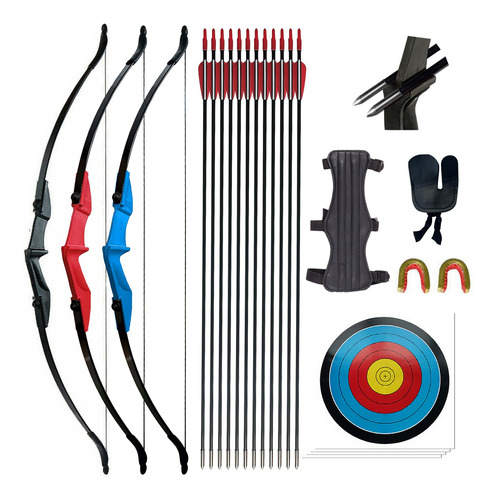 Arco Recurvo Largo Lanneret 57 Pulgadas 20 30 40 Libras Azul Ambidiestro