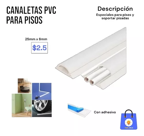 Canaleta Para Cables Pvc 40 X 25 Autoadhesiva 2 Mts 40x25