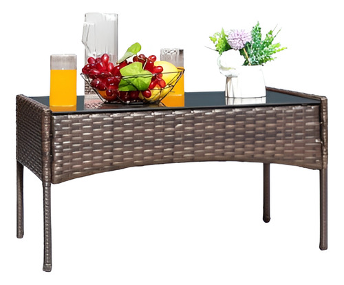 Juego Terraza Rattan 4 Piezas Negro Con Beig Terraza/piscina