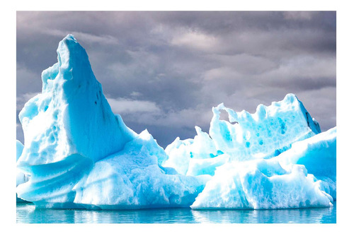 Vinilo 60x90cm Iceberg Bote Mar Helado Hielo Blanco N4
