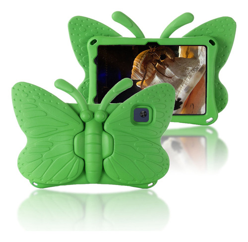 Funda Para iPad 7ma Gen 10.2  De Goma Mariposa Verde