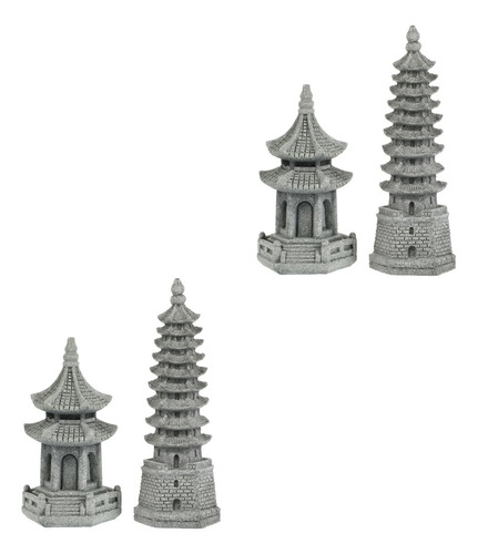 Yardwe 4 Pcs Mini Pagoda Ornaments, Estatua De Pagoda En Min