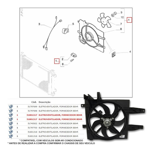 Eletro Ventilador Behr S/ Ar Fiat Strada Working 2011 Novo