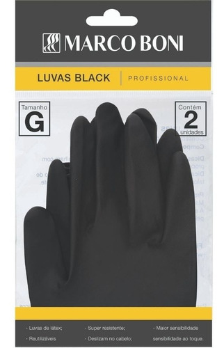 Luva Latex Black G C/ 2 Unid Profissional Salão E Barbearia