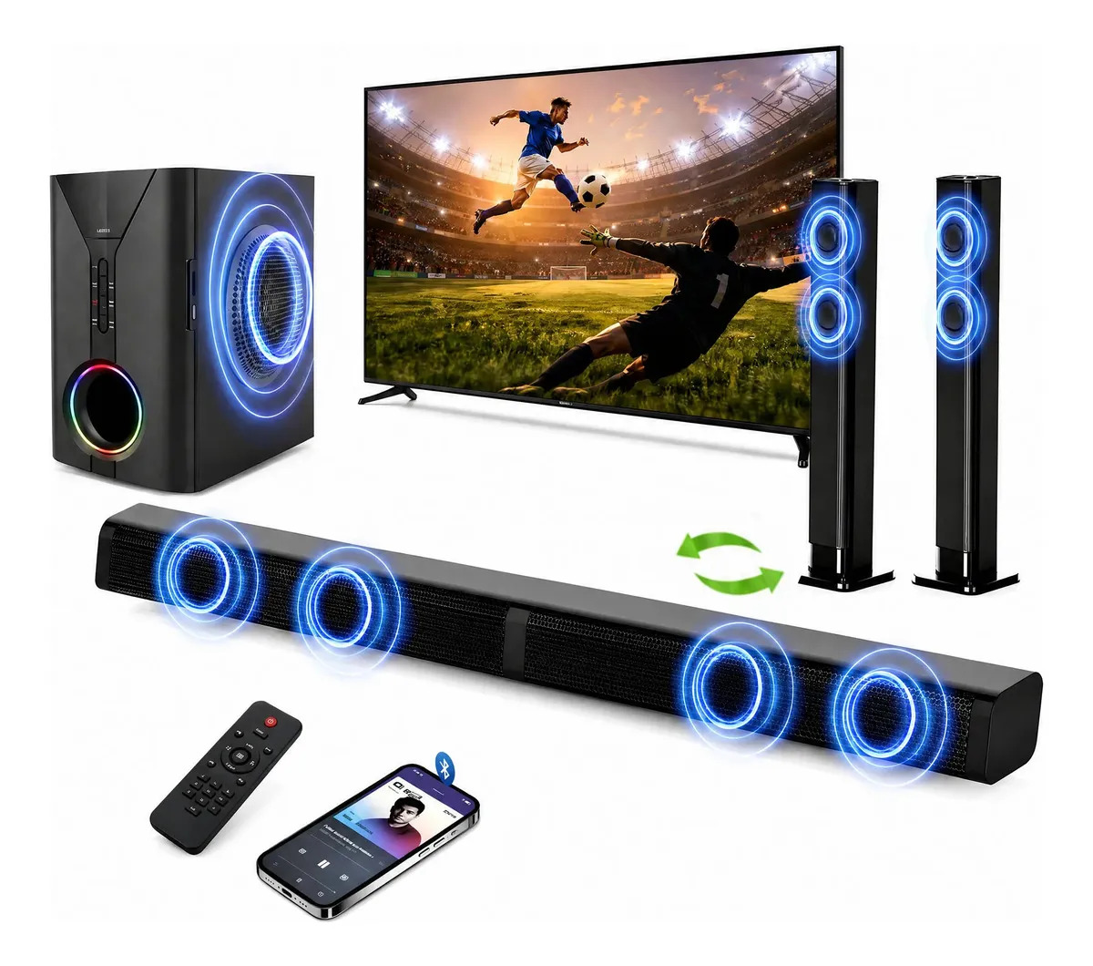 Caixa De Som Tv Sound Bar Toyou Bluetooth Cinema 50/60hz Preto
