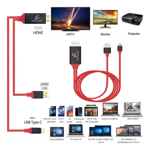 Cable Adaptador Usb 3.1 Tipo C A Hd Compatible Con Hdmi 4k