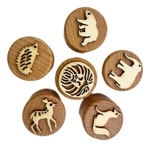 6 Sellos De Madera Para Niños, Juguetes Educativos,