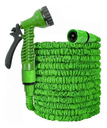 Manguera Flexible Extensible Hasta 52.5mt + Pistola De Riego Color Verde