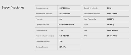 Cooler Gabinete Deepcool Negro 120mm 1300rpm Molex Y 3 Pines