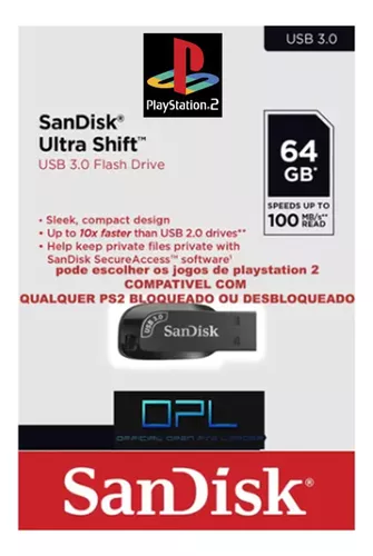 Kit OPL Para Playstation 2 - Pen Drive 128gb Com 50 Jogos 