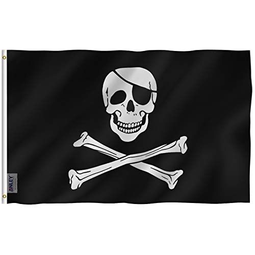Anley Mosca Breeze 3x5 Pies Jolly Roger Bandera Con Patch - 