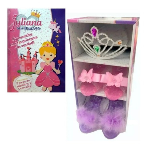 Imagen 3 de 6 de Juliana Set De Princesa Infantil 2 Zapatitos + 1 Corona Edu