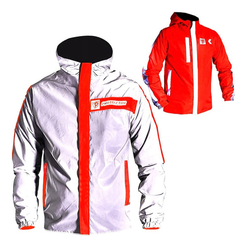 Chaqueta Moto Ciclismo Impermeable 100% Reflectiva Doble Faz