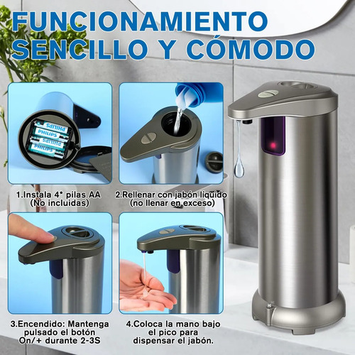 Www Dispensador Automático De Jabón De 280 Ml Con 3 Niveles