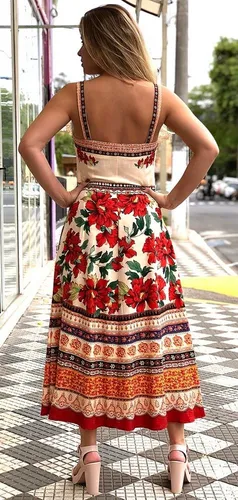 Farm Vestido Midi Len o Lara
