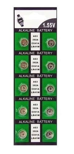 Pack 10 Pilas Ag3 Lr41 Buttonhcell Tipo Reloj Alkalina
