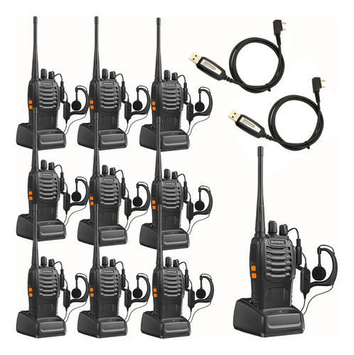 10 Radios Uhf Baofeng Bf-888s Con Auricular Y Cable Usb