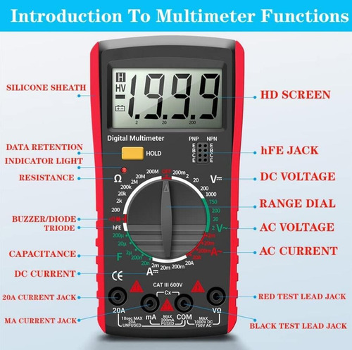 Multimetro Digital Voltimetro Professional Lcd Portátilac/dc