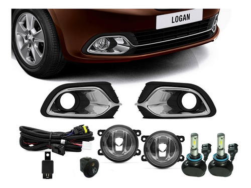 Kit Farol De Milha Renault Logan 2015 A 2018 Com Led