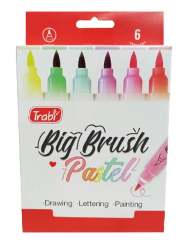 Marcador Trabi Pastel Big Brush Punta Pincel Blister X 6u