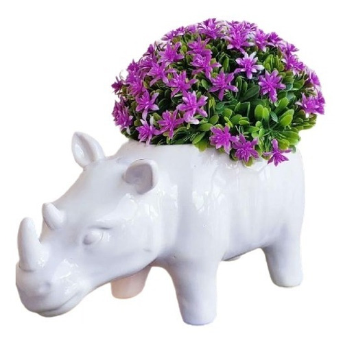 Cachepot Vaso Rinoceronte Ceramica Porcelana Sem Planta Flor