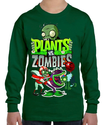 Remera Camiseta Manga Larga Plantas Vs Zombies 