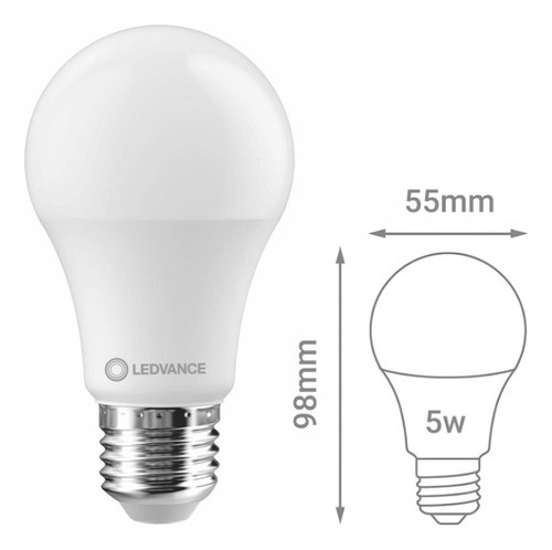 Imagen 3 de 7 de Lampara Led 5w Osram E27 Pack X10 Unidades