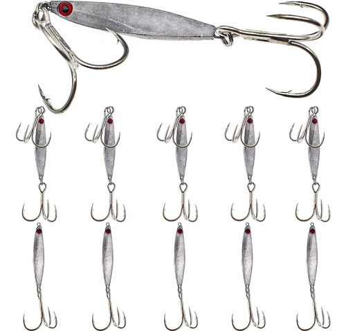 Fishing Jigs Lures Set, Metal Jigging Spoon Kit With Treb