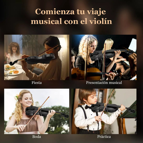 Violin Acustico 4/4 Profesional Con Estuche Y Arco Y Accesorios Color Negro AMOLORIA