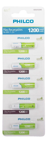 Pilas Tira Recargable Aaa X 5 1200 Mah Philco; Electrotom