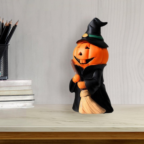 Figura De Calabaza En Miniatura Escoba Del Hombre Calabaza
