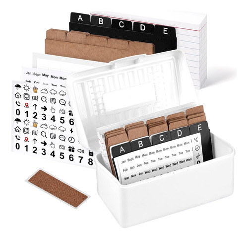 134pcs Index Card Holder Set, 1pcs White Index Card Box...