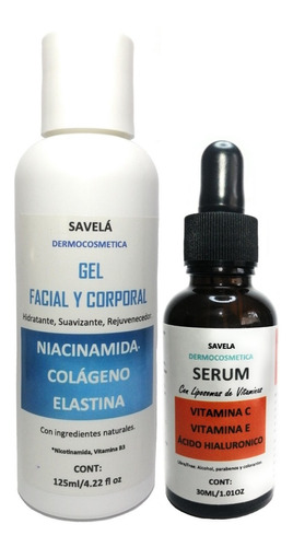 Kit Facial Gel Niacinamida, Colageno Y Serum Vitamina C, 