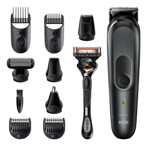 Recortadora Eléctrica 10en1 Braun Mgk7321 Barba/pelo/cuerpo Color Negro