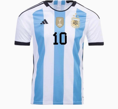 Camiseta Original Messi Argentina Mundial Qatar 3 Estrellas