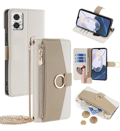 Funda Piel Para Motorola Carcasa De Bolsa Con Correa Metal