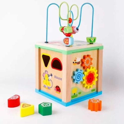Imagen 1 de 7 de Caja De Motricidad Con Pizarra Montessori Juguete De Madera