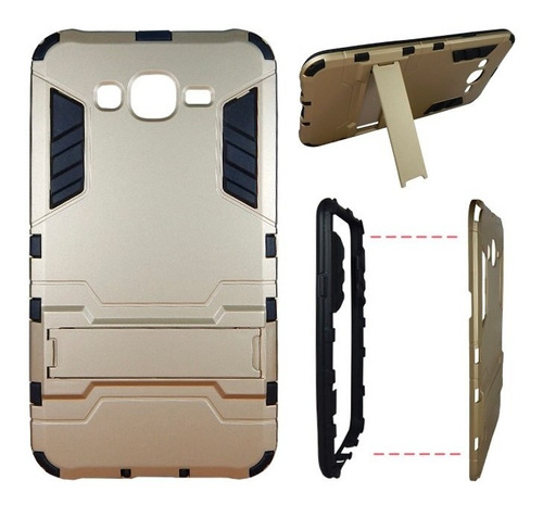 Samsung Galaxy J7 Hybrid Armor Case Dual Armadura Dorado