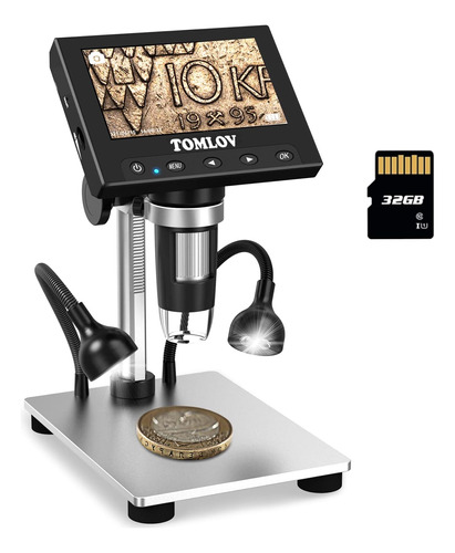 Tomlov 1000x Error Coin Microscope Con Pantalla Lcd 4.3, Usb