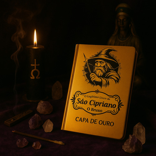 O Legitimo Livro De São Cipriano O Bruxo - Capa Preta, Ouro E Aço