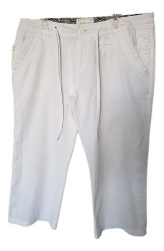 Pantalón Capri, Blanco Mujer. Lino/algodón. Talla 42