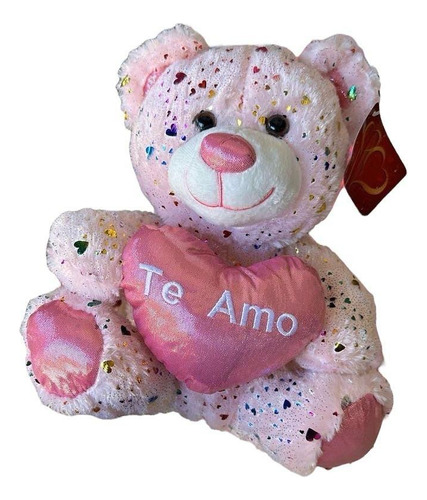 Peluche Rosa Con Corazones De Colores Te Amo San Valentin