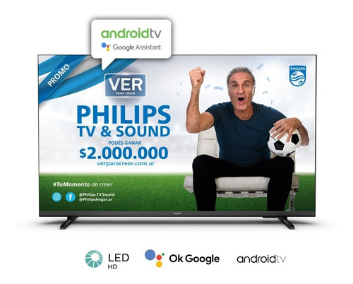 Imagen 6 de 8 de Smart Tv 32 Philips Android Hd 32phd6917/77 110-240v