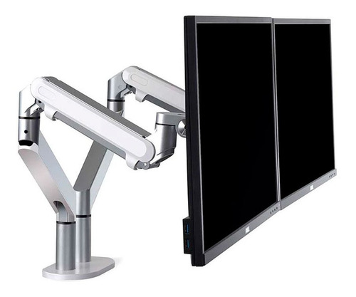 Imagen 5 de 5 de Nuevo Soporte Mesa Quasad Doble Monitor 17-32'' Giro 90º Inc