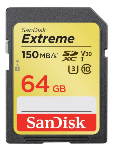 Cartão Sd Sdxc Extreme 64gb 150mb/s Uhs-3 C10 U3 4k