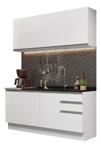 Cocina Integral Madesa Glamy Sin Mesón De Acero 160 Cm Color Blanco