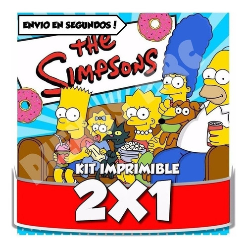 Kit Imprimible Simpson Cotillón Cajitas Banderines +2x1