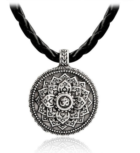 Collar Con Colgante De Mandala Om Lotus Con Forma De Medalló