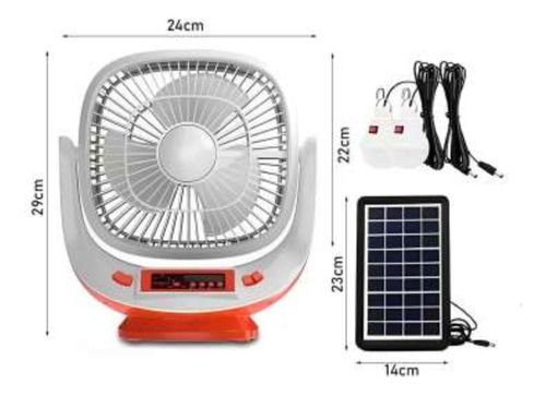 Abanico Ventilador Recargable Con Panel Solar Y Bombillo