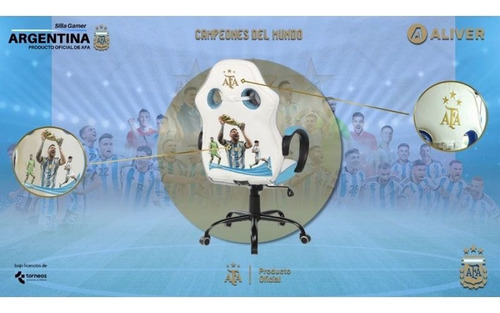 Imagen 4 de 5 de Silla Gamer Aliver Afa Oficial 3 Estrellas Celeste Y Blanca
